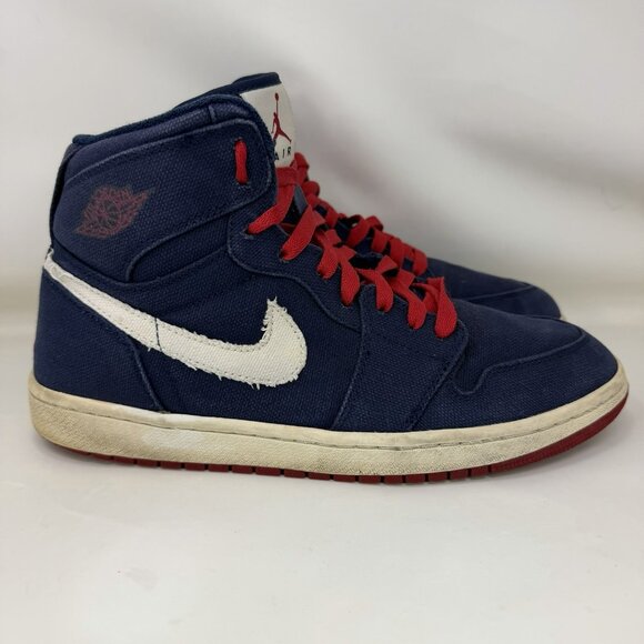 Nike Air Jordan 1 Olympic Canvas Shoes Blue White Red Men’s Size 10